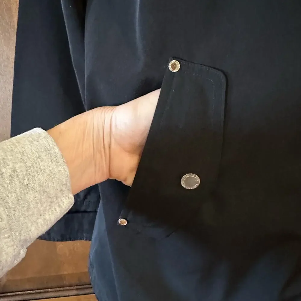 London Fog Women’s Large Black Hooded Full Zip Jacke/Coat with Flannel Lining - Picture 9 of 11